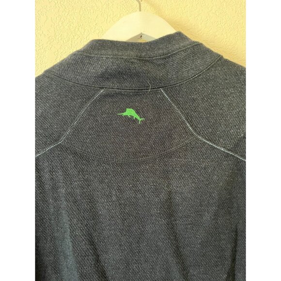 Tommy Bahama Mens Quarter Zip Reversible Pullover Sweatshirt Large Heather Blue - Picture 5 of 10